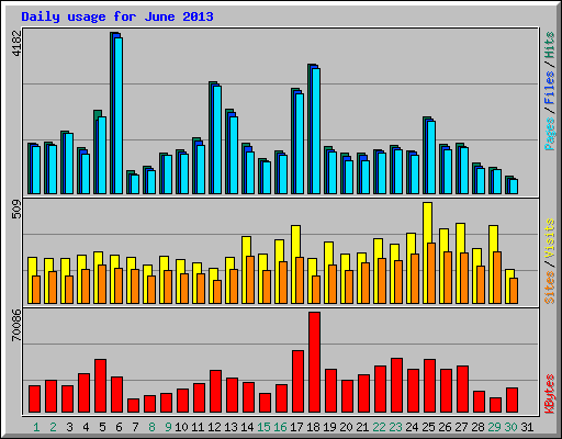 Daily usage for June 2013