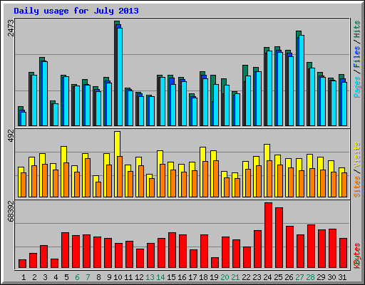 Daily usage for July 2013