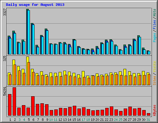 Daily usage for August 2013