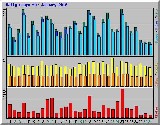 Daily usage for January 2016