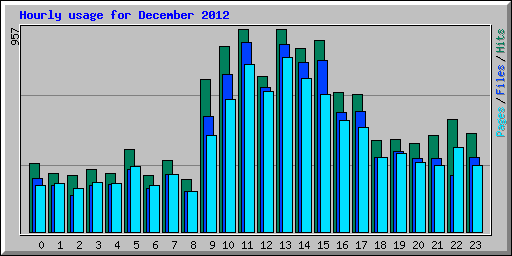 Hourly usage for December 2012