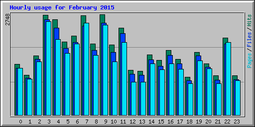 Hourly usage for February 2015