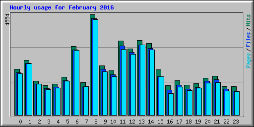 Hourly usage for February 2016