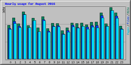 Hourly usage for August 2016